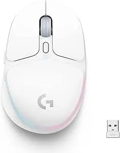 Logitech G705 Wireless Gaming Mouse, Customizable Lightsync RGB Lighting, Lightspeed Wireless, Bluetooth Connectivity, Lightweight, PC/Mac/Laptop - White Mist