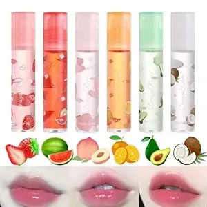Lip Oil 6 Pcs Roll-On Lip Oil Set Fresh Lip Glaze Transparent Colorless Moisturizing Lip Lotion Hydrating Lip Oil Set For Lip Care