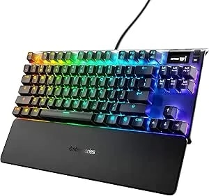 Steelseries Apex 7 Tkl Compact Mechanical Gaming Keyboard – Oled Smart Display – Usb Passthrough And Media Controls – Tactile And Clicky – Rgb Backlit (Blue Switch)