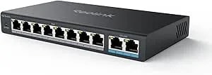 Reolink Poe Switch With 8 Poe And 2 Gigabit Uplink Ports, Ideal For Reolink RLN36 NVR And Power Over Ethernet IP Cameras, IEEE802.3af/At, Metal Casing, Desktop/Wall Mount, RLA-PS1