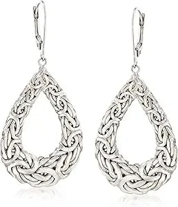 Ross-Simons Sterling Silver Byzantine Open Teardrop Earrings