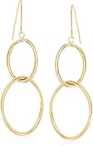 Ross-Simons Italian 14kt Yellow Gold Double-Oval Hoop Drop Earrings
