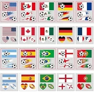 2026 World Cup Temporary Tattoos Sticker For Soccer Fans, 60pcs 20 Sheets Country Flags Tattoo Stickers For All Ages Boy Girl Teen Soccers Party Game Days Watch Parties, Waterproof Sweat Proof Vinyl