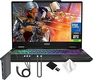 Msi Cyborg 15.6" 144hz Fhd Ips Gaming Laptop, Nvidia Geforce Rtx 5060, Intel Core 7-240h, 32gb Ram, 3tb (2tb Ssd&1tb Docking Station Set), Backlit Keyboard, Hd Webcam, Wi-Fi 6e, Win 11 Pro, Black