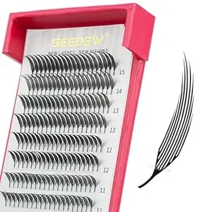 Manga Spire Premade Fans Eyelash Extensions, Mg-240pcs C Curl mix8-15mm 0.07mm 12 Rows/Tray, Quickly Apply, Beginner Friendly, Comic Clusters For Lash Artist Salon(Black-0.07-C-mix8-15) Mg