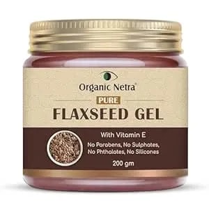 Organic Netra Pure Flaxseed Gel With Vitamin E For Hair & Skin, Strengthens & Nourishes Hair & Skin Health, Safe & Mild For All Skin Type, Reduces Fine Lines & Wrinkles, 7.05 Oz