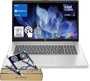 HP 17 Laptop For Business Use, 17.3" Touch, Ultra 5 225U (> i7-1355U) Performance For Multitasking, 16GB DDR5 RAM, 1TB SSD, Fingerprint Reader, Backlit, Win11 Home, Rose, Bundle With PCO Laptop Cooler