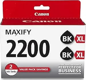 Canon Pgi-2200xl Genuine Black Twin Pack, Compatible With ib4120, mb5120, mb5420, ib4020, mb5020, And mb5320 (Optional) Printers