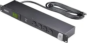 Startech 16-Outlet 1u Metered Pdu, Surge, Taa (16nm8-Rack-Mount-Pdu) - Horizontal Rack Mount Metered Power Distribution Unit, Server Strip, 125v 15a Breaker, 8ft/2.4m Cable, Mov Surge