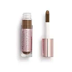 Revolution, Conceal & Define Concealer, Full Coverage & Lightweight, Long-Lasting Matte Finish, Vegan & Cruelty Free, c17 Dark To Deep Skin Tones, 0.14 Oz