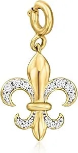 Ross-Simons 0.10 Ct. T.W. Diamond Fleur-De-Lis Charm In 18kt Gold Over Sterling
