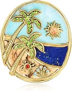 Ross-Simons 0.15 Ct. T.W. Multi-Gemstone Beach Ring In 18kt Gold Over Sterling