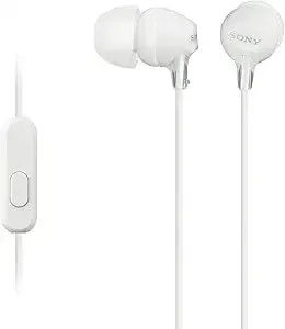 Sony mdrex15ap In-Ear Earbud Headphones With Mic, White