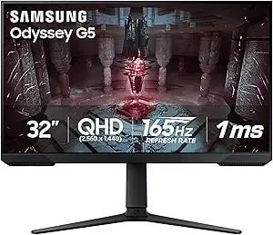 Samsung 27-Inch Odyssey g51c Series Qhd Gaming Monitor, 165hz, 1ms, Vesa Display hdr10, Amd Freesync Premium, Black Equalizer, Virtual Aim Point, ls27cg512enxza