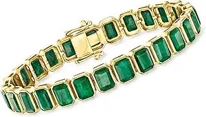 Ross-Simons 25.00 Ct. T.W. Bezel-Set Emerald Bracelet In 18kt Gold Over Sterling