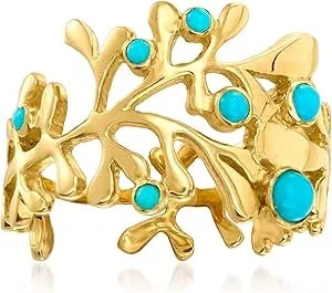 Ross-Simons Turquoise Reef Ring In 18kt Gold Over Sterling