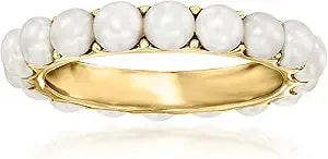 Ross-Simons 3.5mm Cultured Pearl Eternity Band In 18kt Gold Over Sterling. Size 6