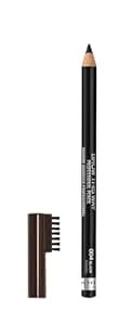 Rimmel London Brow This Way Professional Eyebrow Pencil, Long-Wearing, Highly-Pigmented, Built-In Brush, 004, Black Brown, 0.05oz