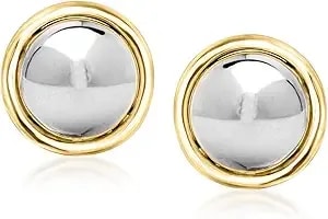 Ross-Simons Sterling Silver And 14kt Yellow Gold Domed Stud Earrings