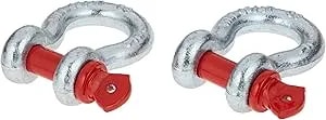 Rugged Ridge 11235.01 D-Ring Shackle Kit, 3/4 Inch, Silver With Red Pin, Steel, Pair