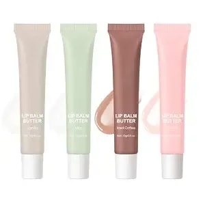 4 Colors Butter Lip Balm Lip Tint Nourishing Lip Gloss, High Shine Nude Color Hydrating Lip Care With Natural Ingredients (4 Flavors, 0.5oz)