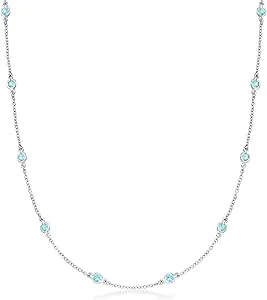 Ross-Simons 1.70 Ct. T.W. Bezel-Set Swiss Blue Topaz Station Necklace In Sterling Silver