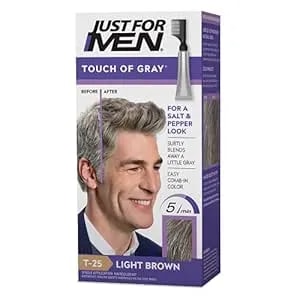 Just For Men Touch Of Gray, Mens Hair Color Kit With Comb Applicator For Easy Application, Great For A Salt And Pepper Look - Light Brown, T-25, Pack Of 1