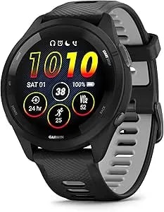 Garmin Forerunner 265 Running Smartwatch, Colorful Amoled Display, Training Metrics And Recovery Insights, Black And Powder Gray