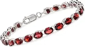 Ross-Simons 18.00 Ct. T.W. Oval Garnet Bracelet In Sterling Silver