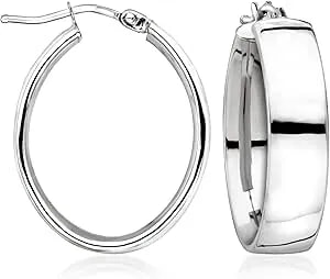 Ross-Simons Italian 14kt White Gold Wide Oval Hoop Earrings