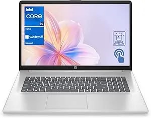 HP 17t Laptop, 17.3" HD+ Touchscreen, Intel Core i5-1334U, 16GB RAM, 512GB SSD, Fingerprint Reader, Webcam, HDMI, Backlit KB, Wi-Fi 6, Windows 11 Home, Silver