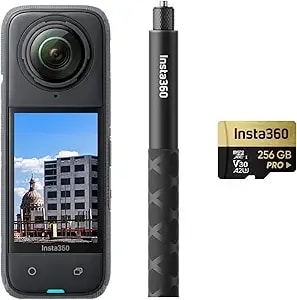 insta360 x4 Construction Bundle - 360° Camera, 8k30fps Hdr Video, 72mp Photo, 11k Timelapses, Supports Dronedeploy, Openspace, Cupix, Oculo, Whitehelmet, Reconstruct, Softroid, Planradar & More
