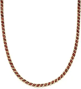 Ross-Simons 20.00 Ct. T.W. Garnet Tennis Necklace In 18kt Yellow Gold Over Sterling Silver