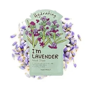 Tonymoly I’M Lavender Sheet Mask – Korean Hydrating & Moisturizing Face Mask With Vitamin Infused Lavender & Rosemary Extract, Soothes Skin
