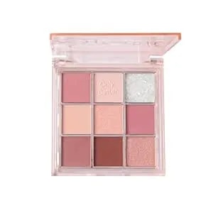 Pink Eyeshadow Palette - 9 Shades, Metallic & Shimmers, Long Lasting, Sweatproof & Waterproof