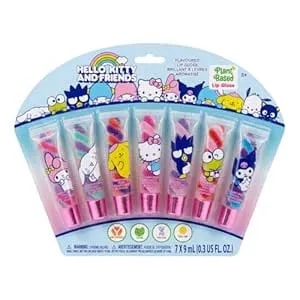 Townley Girl Hello Kitty And Friends 7 Piece Swirl Lip Gloss, Girls Kids Party Favors, Lip Set For Girls, Perfect For Birthday Gifts, Plant Based, Ages 3