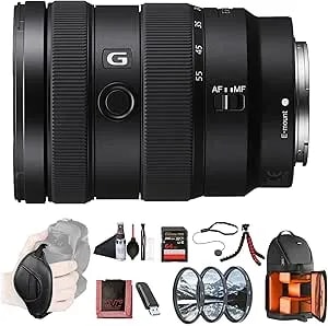 Sony E 16–55mm f2.8 G Standard Zoom Lens (sel1655g) – Aps-C E-Mount - Constant f2.8 Aperture - G Lens Optics - Filter Kit, Backpack, 64gb Card, Card Reader, Flex Tripod, Memory Card Wallet And More