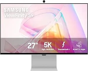 Samsung 27" Viewfinity s9 Series 5k Computer Monitor, Thunderbolt 4, Displayport, Matte Display, 4k Slimfit-Camera, Slim Metal Design, Airplay, Smart-Tv Apps, Gaming Hub, ls27c900panxza