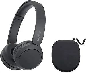 Sony Wh-ch520 Compact Easy Carrying Wireless Bluetooth On-Ear Headphones With Microphone (Black) Bundle With Protective Hard Case For Headphones (2 Items)