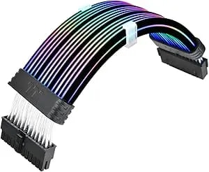 Thermaltake Tt Mod Argb 24-Pin Cable; Illuminated Cable Extension; 285mm Length; 5v 3-Pin Argb; 24-Pin Male And Female Connectors; 18awg; Black; Ac-081-cn1nan-a1