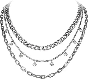 Harley-Davidson Women'S Multi-Layers Dangle Bar & Shield Necklace Combo - Silver