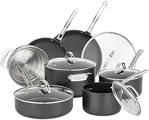 Viking Pots And Pans Set Non Stick,12 Piece Hard Anodized Kitchen Cookware With Glass Lids, Black