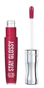 Rimmel Stay Glossy Lip Gloss - Non-Sticky And Lightweight Formula For Lip Color And Shine - 490 Grind Time, .18oz