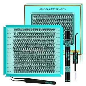 Lash Clusters Kit 240pcs Eyelash Extension Kit D Curl Wispy Clusters Lash Diy Lashes Extensions Kit Natural Individual Lashes Kit With Lash Bond And Seal Eyelash Tweezer(30d,D-mix9-16mm)