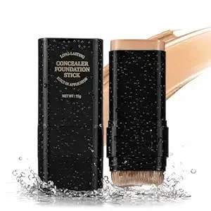 Foundation Stick, Contouring Stick For Face, Waterproof Foundation With Brush, Natural Full Coverage Concealer For Dark Circles & Blemishes, Long-Lasting, 2.09 Oz (04# Wheat)