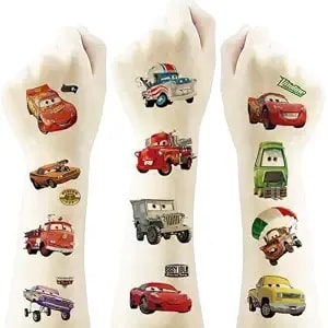 20sheets Movie Cars Temporary Tattoos Birthday Themed Party Supplies Decoration Favors Cartoon Cute Sticker For Kids Boys Home Activity Class Prizes Carnival Christmas Rewards (Grey)