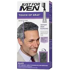Just For Men Touch Of Gray, Mens Hair Color Kit With Comb Applicator For Easy Application, Great For A Salt And Pepper Look - Black, T-55, Pack Of 1