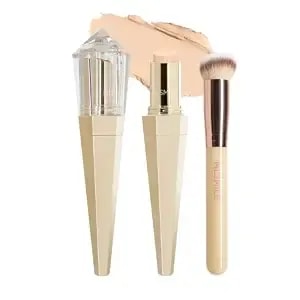 Foundation Stick With Brush, 6 Color Matching Cream Stick Foundation Makeup For Dark Deep Skin Tones, Medium To Full Coverage, Portable Makeup For Mature Skin