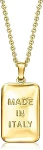 Ross-Simons Italian 18kt Gold Over Sterling Made In Italy Tag Pendant Necklace. 18 Inches