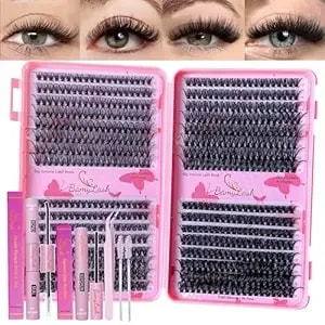 Bamylash Diy Cluster Lash Extensions Kit, D Curl Wispy Lashes With Bond And Seal, Remover, Tweezers, 120pcs 8-16mm Natural Look Soft Individual False Eyelashes Set (30d40d50d60d Lash Kit)